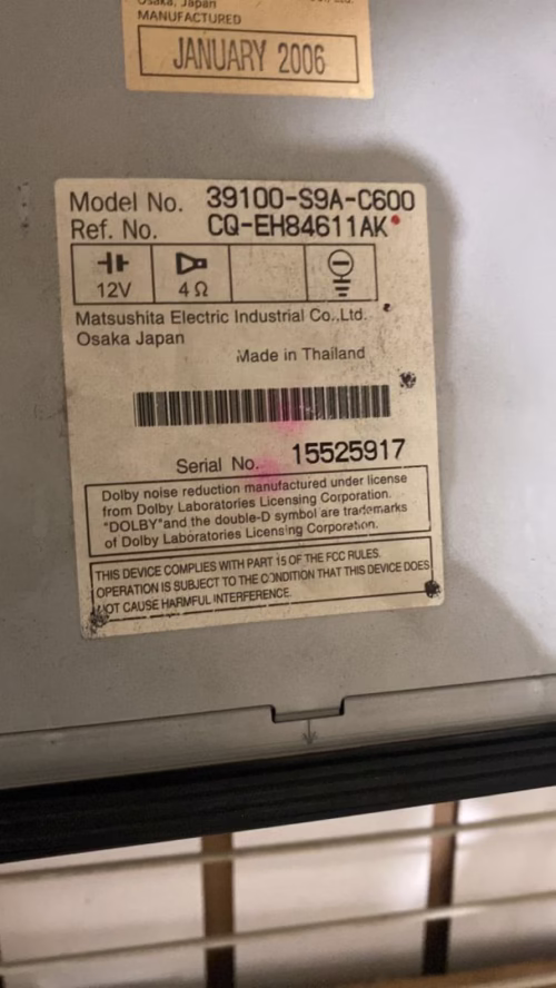 Honda CRV (LOCKED RADIO) -Stereo Reset Code - Image 2